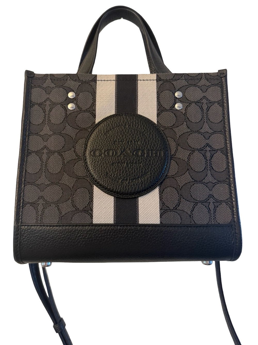 Coach Dempsey Black Signature Canvas Tote with Black crossbody Strap